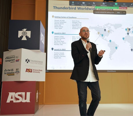 Thunderbird alumnus Mohamed ElSuhimi presents at our Center of Excellence in Dubai