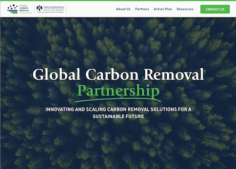 Screen capture of the homes of the Global Carbon Removal Partnership website