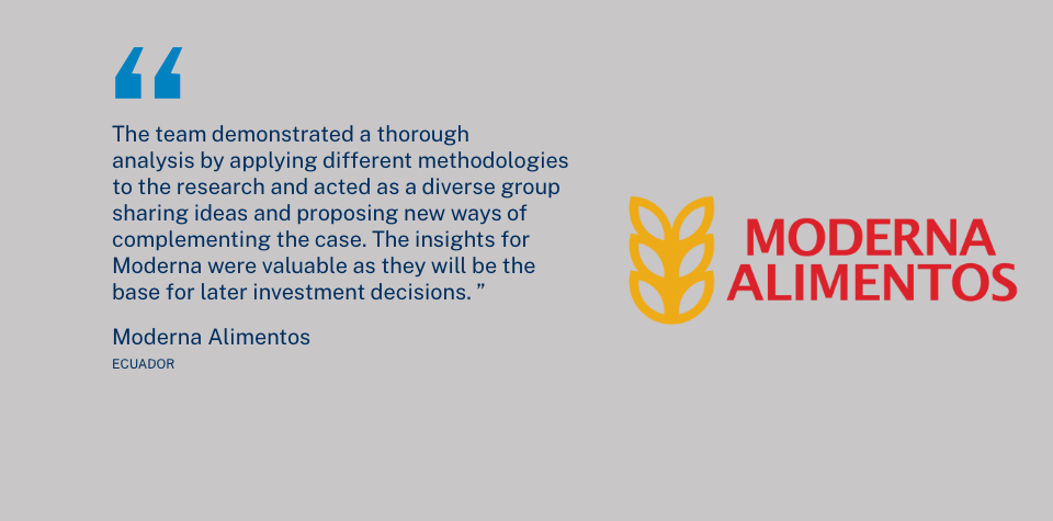 GCl client quote from Moderna Alimentos