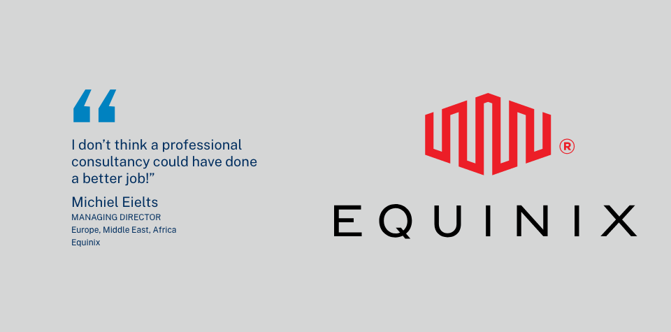 Image of Equinix logo with a quote praising Thunderbird students on their GCL