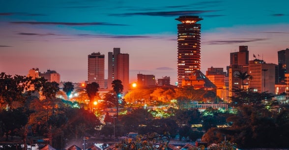 Image of Nairobi city skyline at dusk.