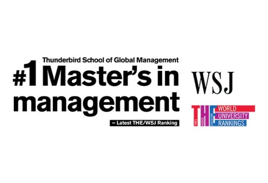 Thunderbird School of Global Management ranked #1 masters in management