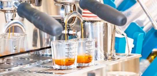 Image of espresso shots being pulled at the Thunderbird Cafe